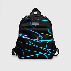 Детский рюкзак Неоновые линии во тьме - Голубой, цвет: 3D-принт