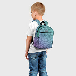 Детский рюкзак Кружевной узор на розово-бирюзовом градиенте, цвет: 3D-принт — фото 2