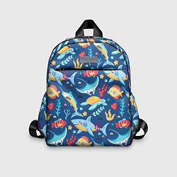 Детский рюкзак Акула, скат и другие обитатели океана - лето, цвет: 3D-принт
