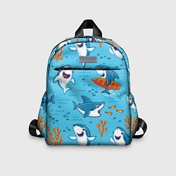 Детский рюкзак Прикольные акулята - паттерн, цвет: 3D-принт