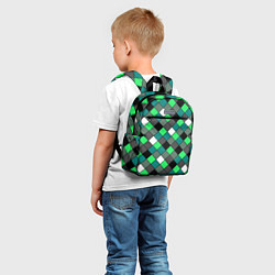 Детский рюкзак Геометрический узор в зеленых и черный тонах, цвет: 3D-принт — фото 2
