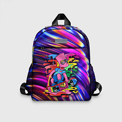 Детский рюкзак Скейтбордист Барт Симпсон на фоне разноцветных кля