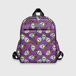 Детский рюкзак Сахарные черепа на фиолетовом паттерн