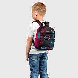 Детский рюкзак Nissan - neon gradient: символ, надпись, цвет: 3D-принт — фото 2