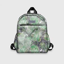 Детский рюкзак Зеленые цветы на сером мраморном фоне, цвет: 3D-принт