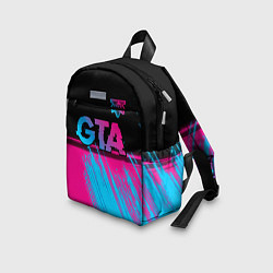 Детский рюкзак GTA - neon gradient: символ сверху, цвет: 3D-принт — фото 2