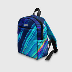 Детский рюкзак Голографические волны, тёмная абстракция, цвет: 3D-принт — фото 2
