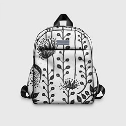 Детский рюкзак Нарисованные монохромные цветы, цвет: 3D-принт