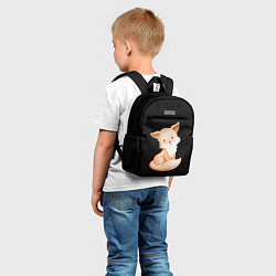 Детский рюкзак Маленький Лисёнок На Чёрном Фоне, цвет: 3D-принт — фото 2