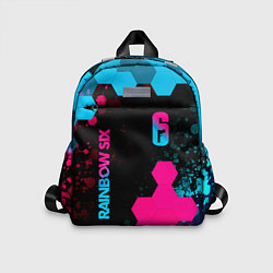 Детский рюкзак Rainbow Six - neon gradient: надпись, символ, цвет: 3D-принт