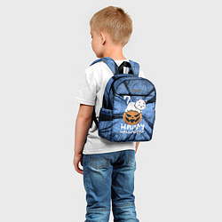 Детский рюкзак Белая кошечка верхом на тыкве, цвет: 3D-принт — фото 2