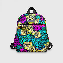 Детский рюкзак Психоделические манулы, цвет: 3D-принт