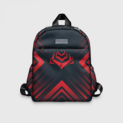 Детский рюкзак Красный символ Warframe на темном фоне со стрелкам, цвет: 3D-принт