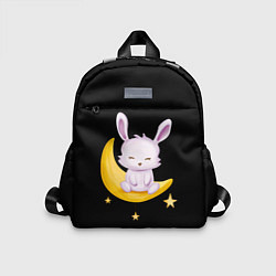 Детский рюкзак Крольчонок сидит на месяце на чёрном фоне