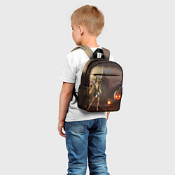 Детский рюкзак Ведьма с метлой и тремя тыквами возле старого дома, цвет: 3D-принт — фото 2