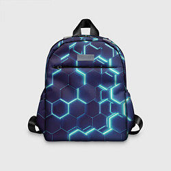 Детский рюкзак Голубой неон соты, цвет: 3D-принт