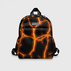 Детский рюкзак Оранжевые неоновые трещины, цвет: 3D-принт