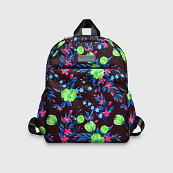Детский рюкзак Неоновые цветы - паттерн, цвет: 3D-принт