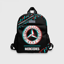 Детский рюкзак Значок Mercedes в стиле glitch на темном фоне, цвет: 3D-принт