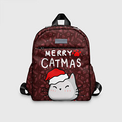 Детский рюкзак Котик в новогодней шапочке - 2023, цвет: 3D-принт