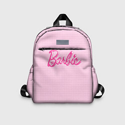 Детский рюкзак Барби - логотип на клетчатом фоне, цвет: 3D-принт