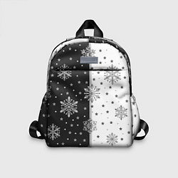 Детский рюкзак Рождественские снежинки на черно-белом фоне, цвет: 3D-принт