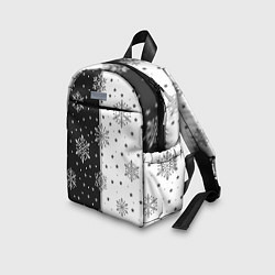 Детский рюкзак Рождественские снежинки на черно-белом фоне, цвет: 3D-принт — фото 2