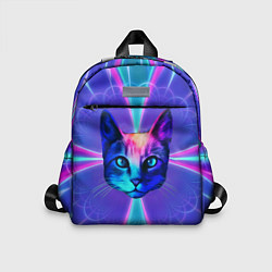 Детский рюкзак Яркий неоновый портрет кота, цвет: 3D-принт