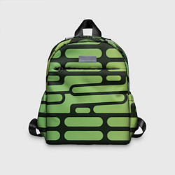 Детский рюкзак Зелёный прямоугольный паттерн на чёрном фоне