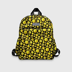 Детский рюкзак Шарики эмодзи на черном, цвет: 3D-принт