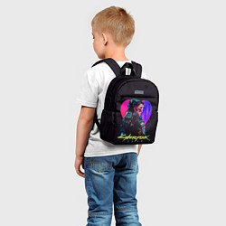 Детский рюкзак Киберпанк, девушка на фоне сердца, цвет: 3D-принт — фото 2