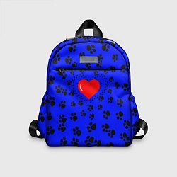 Детский рюкзак Сердце и следы пушистых, цвет: 3D-принт