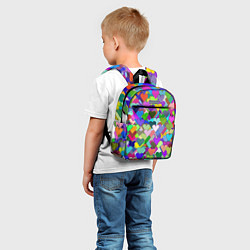 Детский рюкзак Орнамент из разноцветных сердечек - валентинка, цвет: 3D-принт — фото 2