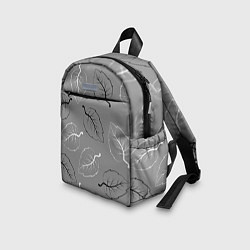 Детский рюкзак Узор из черных и белых листьев на сером фоне, цвет: 3D-принт — фото 2