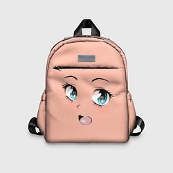 Детский рюкзак Веселое лицо аниме девушки с большими голубыми гла, цвет: 3D-принт