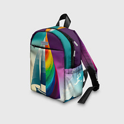 Детский рюкзак Два мира пересекаются: корабль и радужное полотно, цвет: 3D-принт — фото 2