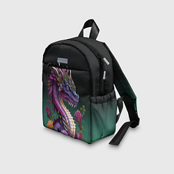 Детский рюкзак Неоновый дракон с цветами, цвет: 3D-принт — фото 2