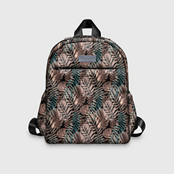 Детский рюкзак Тропический коричнево серый узор, цвет: 3D-принт