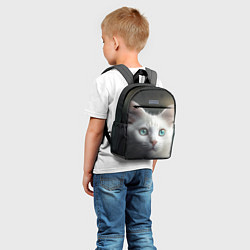 Детский рюкзак Милый белый кот с голубыми глазами, цвет: 3D-принт — фото 2