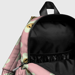 Детский рюкзак Искаженные смайлы-цветы на розовом паттер, цвет: 3D-принт — фото 2