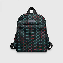 Детский рюкзак Соты, красный и голубой неон, цвет: 3D-принт
