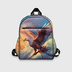 Детский рюкзак Орел с мечом в облаках на закате, цвет: 3D-принт