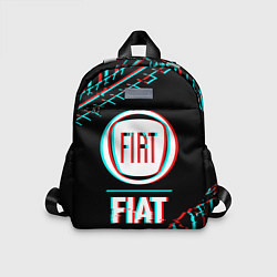 Детский рюкзак Значок Fiat в стиле glitch на темном фоне, цвет: 3D-принт