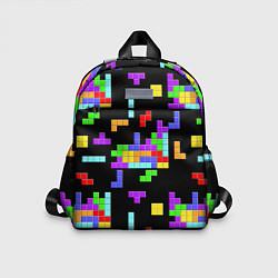 Детский рюкзак Неоновый тетрис на темном фоне, цвет: 3D-принт