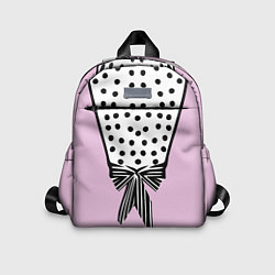 Детский рюкзак Костюм Барби: черный горох с полосатым бантом, цвет: 3D-принт