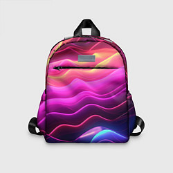 Детский рюкзак Розовые и фиолетовые неоновые волны, цвет: 3D-принт