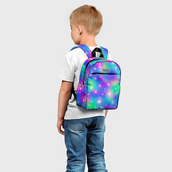 Детский рюкзак Яркий космос розово-синий с вкраплениями зеленого, цвет: 3D-принт — фото 2