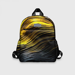 Детский рюкзак Золотистые волны на черном, цвет: 3D-принт