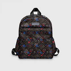 Детский рюкзак Красные, синие, черные фигуры и линии на коричнево, цвет: 3D-принт