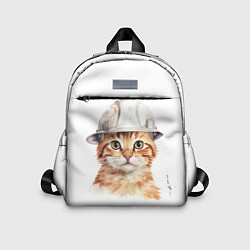 Детский рюкзак Акварельный кот-строитель, цвет: 3D-принт